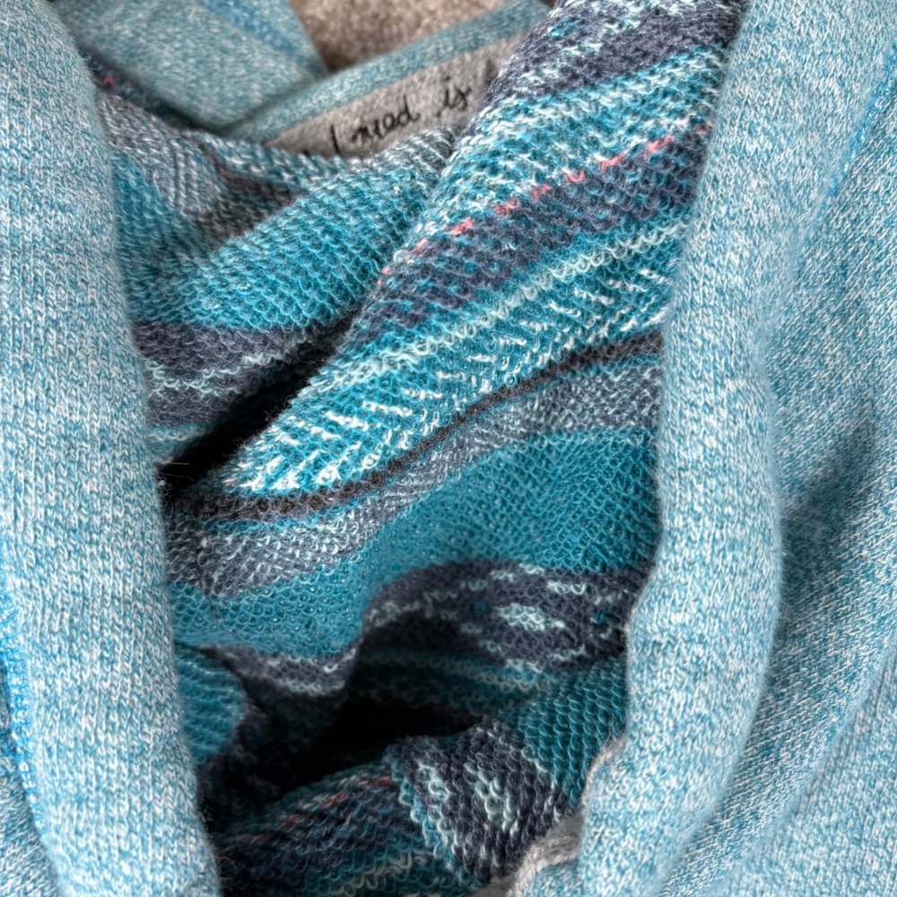 Roxy Womens Turquoise Heather Knit Crossover Hooded Pullover Sweatshirt Medium - Picture 4 of 7
